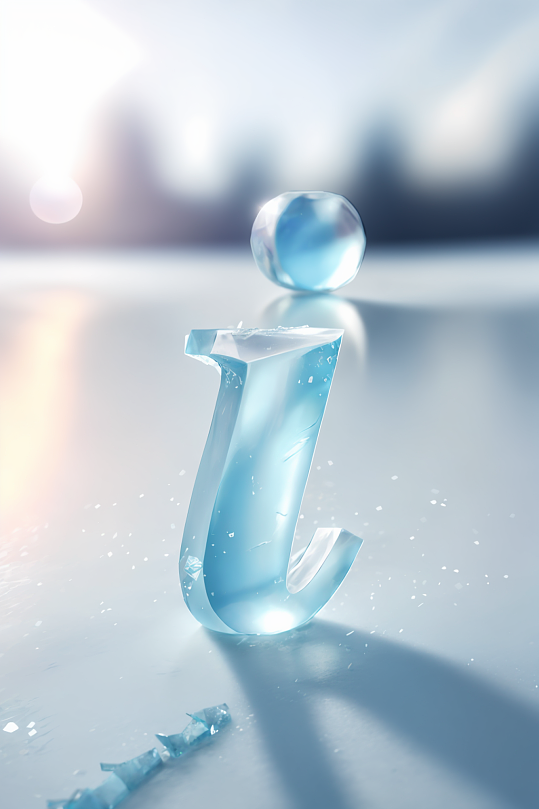 AI数字艺术i字冰块英文字体