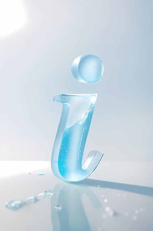 AI数字艺术i字冰块英文字体