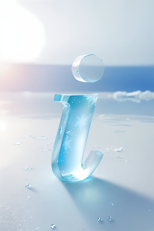 AI数字艺术i字冰块英文字体