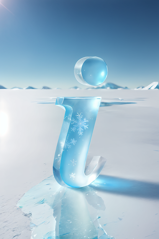 AI数字艺术i字冰块英文字体