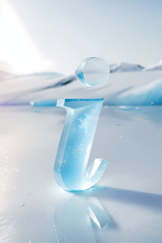 AI数字艺术i字冰块英文字体