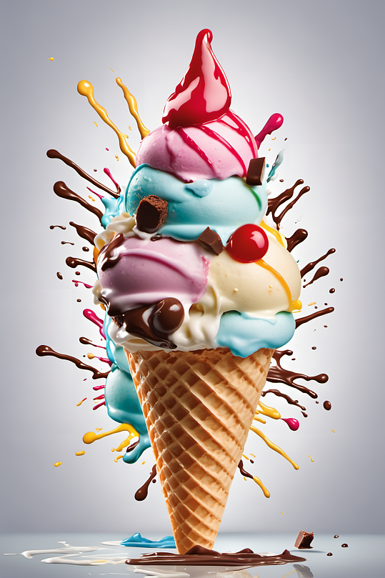 AI数字艺术冰淇淋摄影图