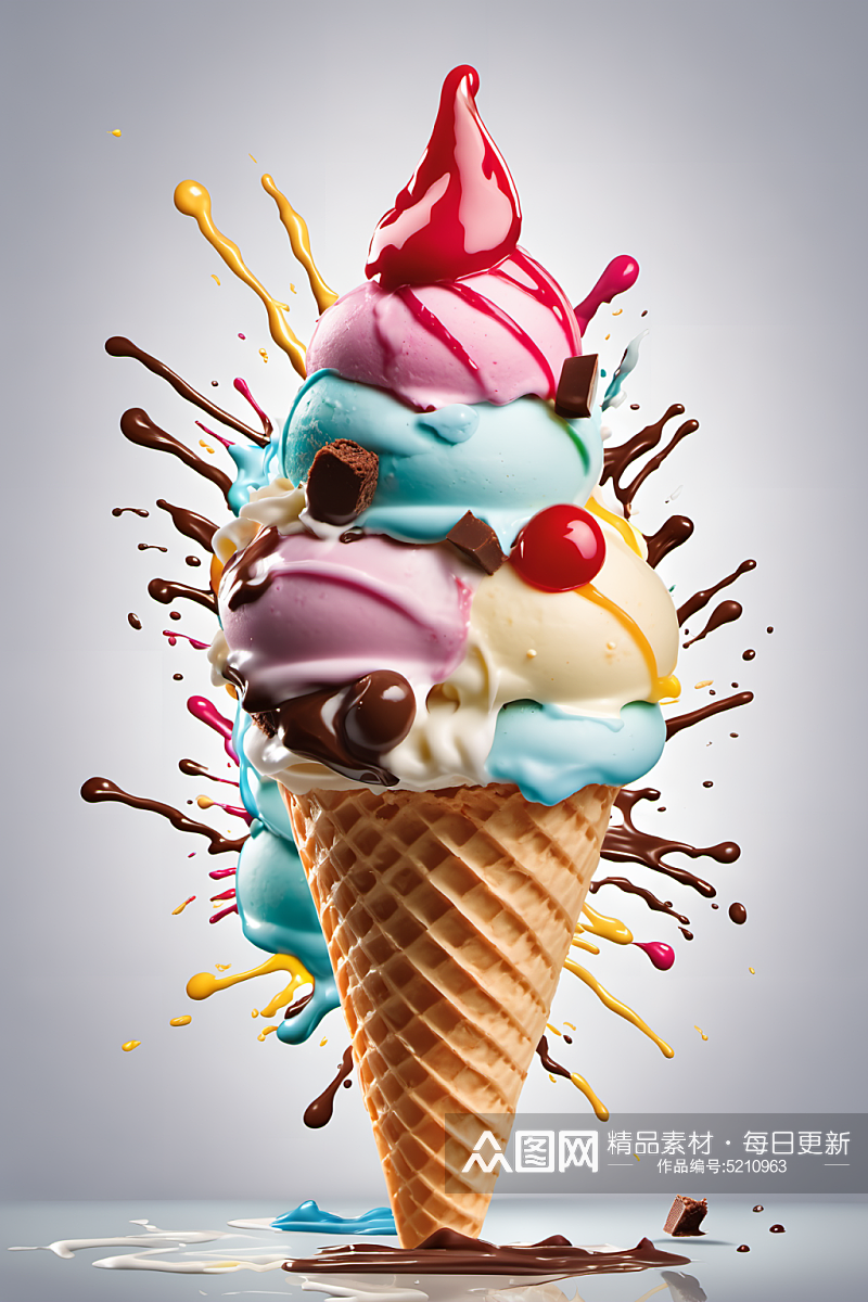 AI数字艺术冰淇淋摄影图素材