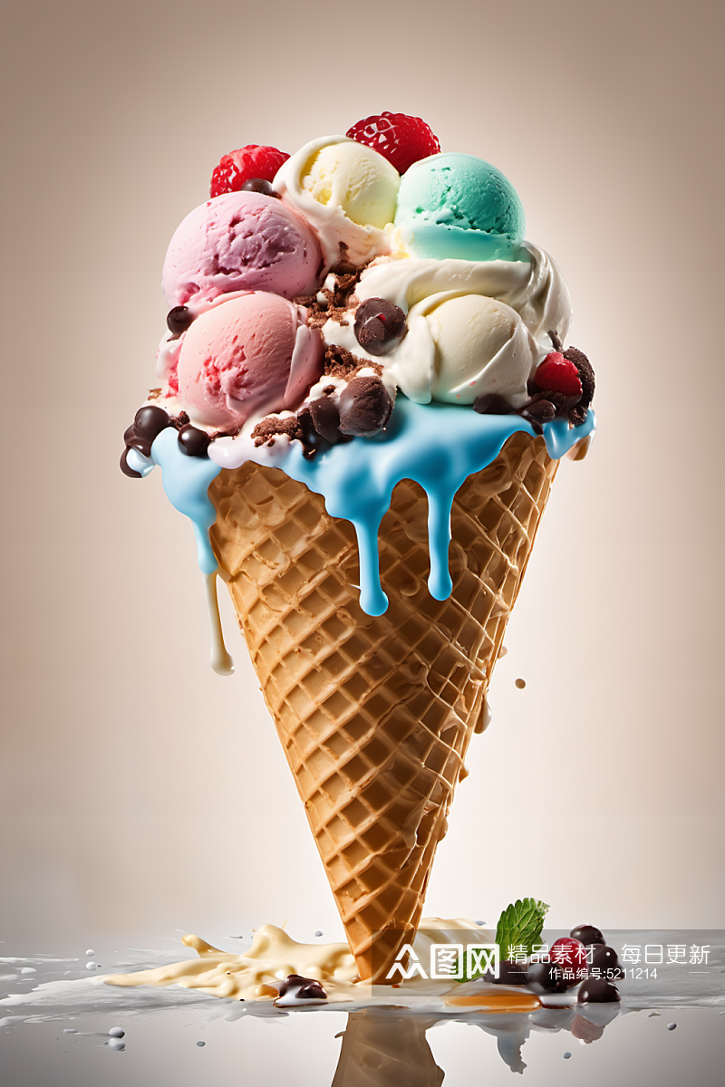 AI数字艺术冰淇淋摄影图素材