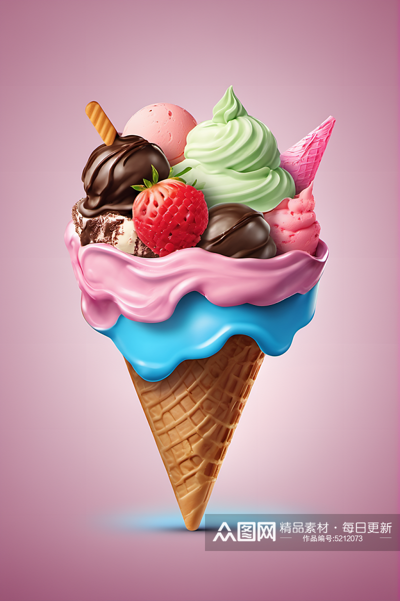 AI数字艺术冷饮雪糕冰淇淋摄影图素材