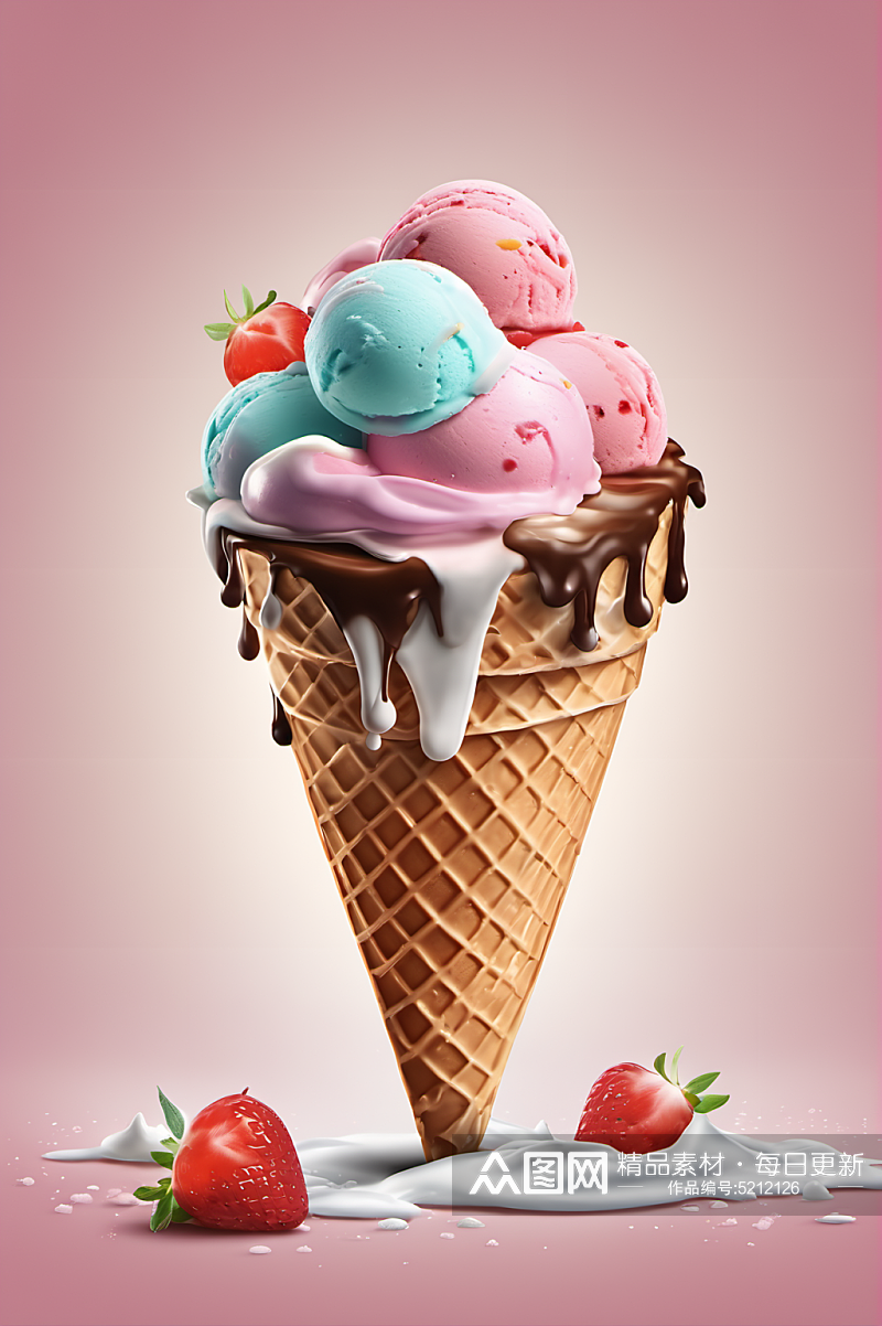 AI数字艺术冷饮雪糕冰淇淋摄影图素材
