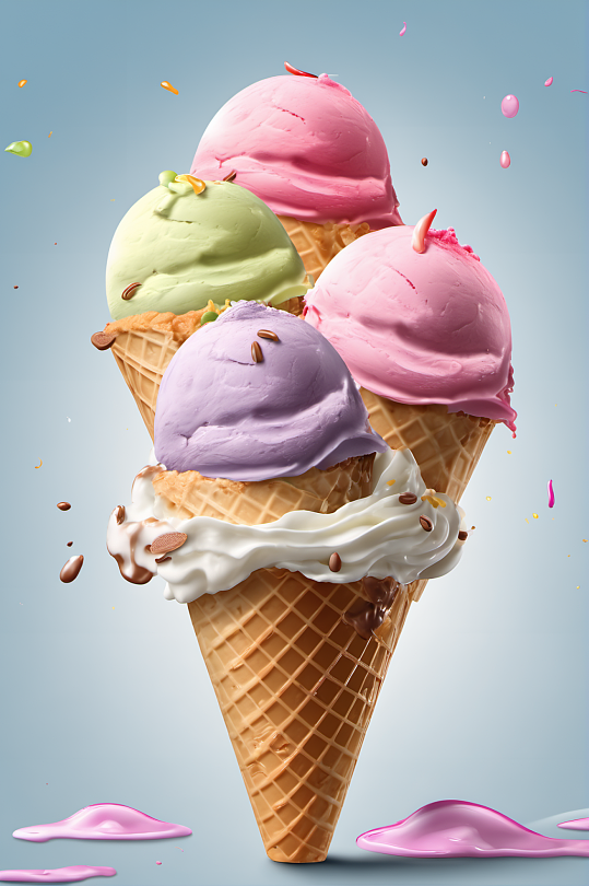 AI数字艺术冷饮雪糕冰淇淋摄影图