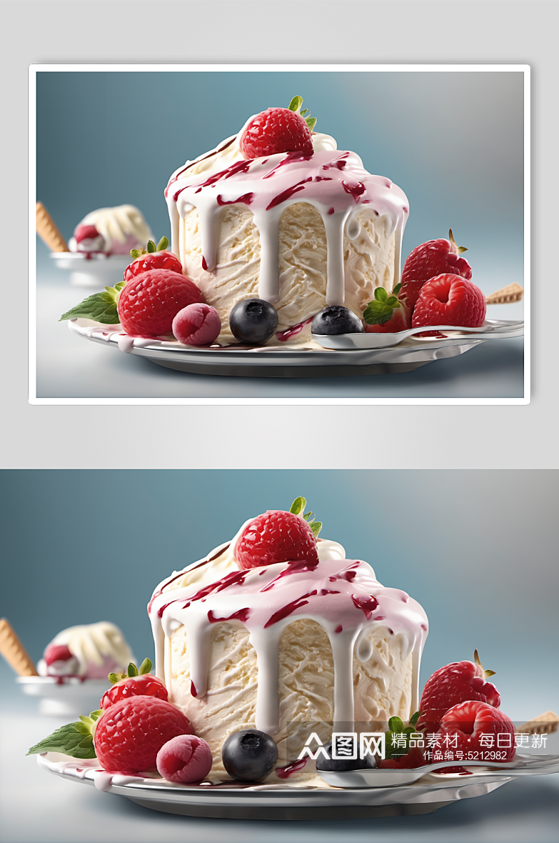 AI数字艺术美味甜食雪糕摄影图素材