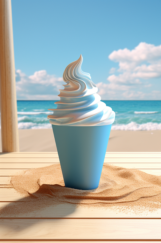 AI数字艺术夏季冰淇淋雪糕模型
