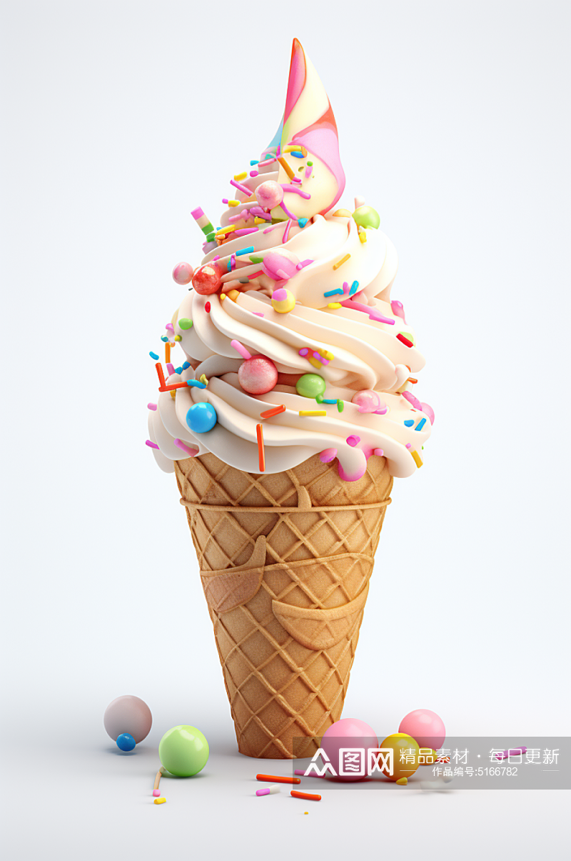 AI数字艺术夏季冰淇淋雪糕模型素材
