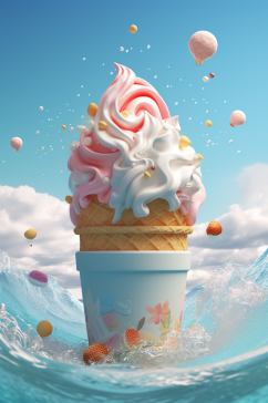 AI数字艺术夏季冰淇淋雪糕模型