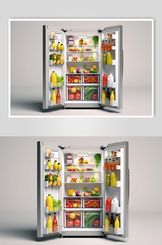 AI数字艺术简约冰箱家用电器摄影图片
