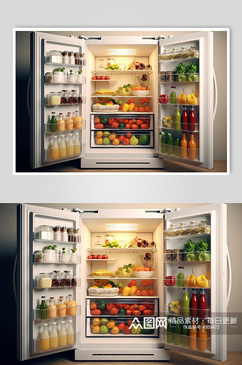 AI数字艺术简约冰箱家用电器摄影图片素材