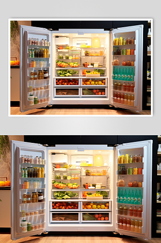 AI数字艺术简约冰箱家用电器摄影图片