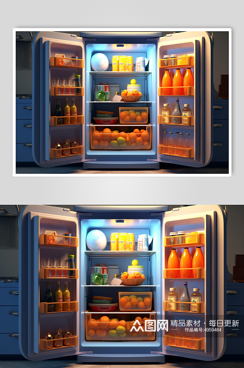 AI数字艺术高清冰箱家用电器摄影图片素材
