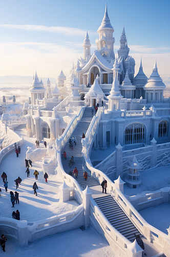 AI数字艺术冰雪大世界冰雕城堡图片