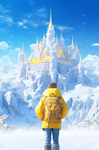 AI数字艺术哈尔滨冰雪大世界冰雕城堡图片