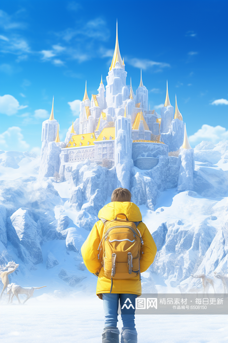 AI数字艺术哈尔滨冰雪大世界冰雕城堡图片素材