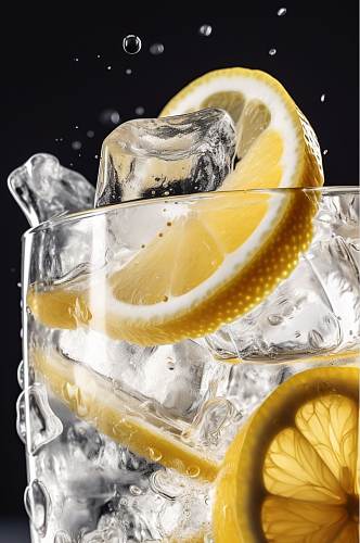 AI数字艺术柠檬冰镇饮料摄影图