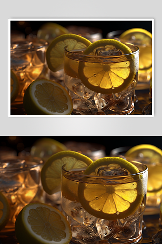 AI数字艺术柠檬水冰镇饮料摄影图