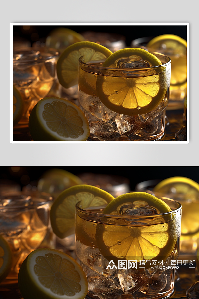 AI数字艺术柠檬水冰镇饮料摄影图素材