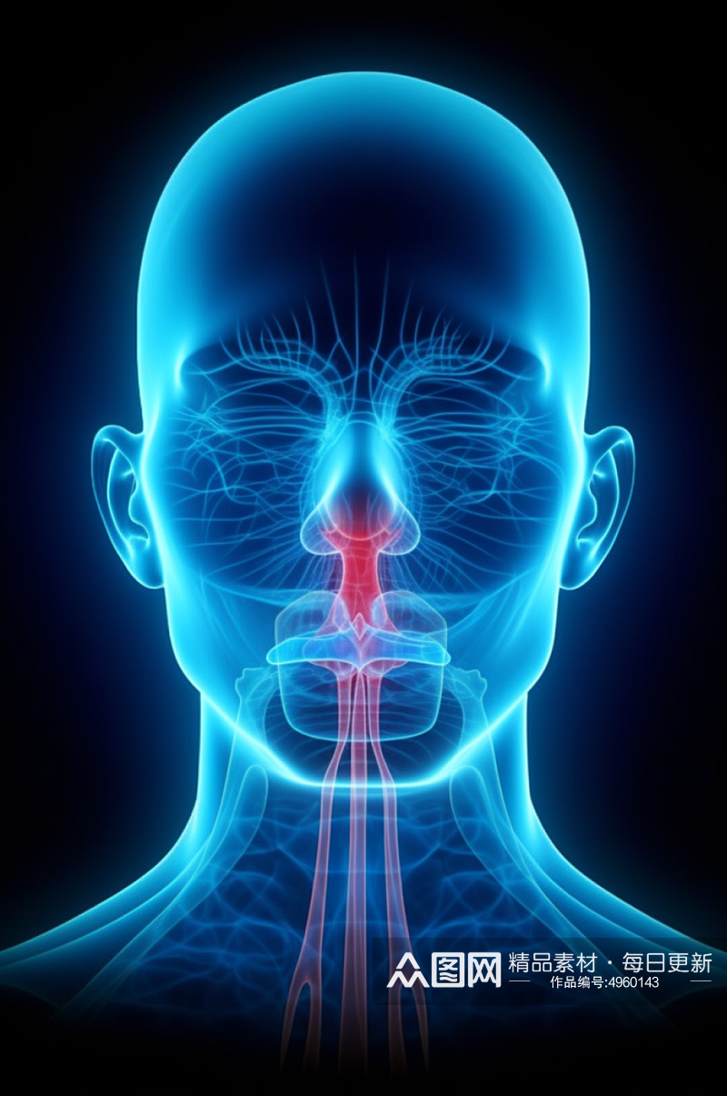 AI数字艺术高清医疗鼻炎咽喉炎图片素材