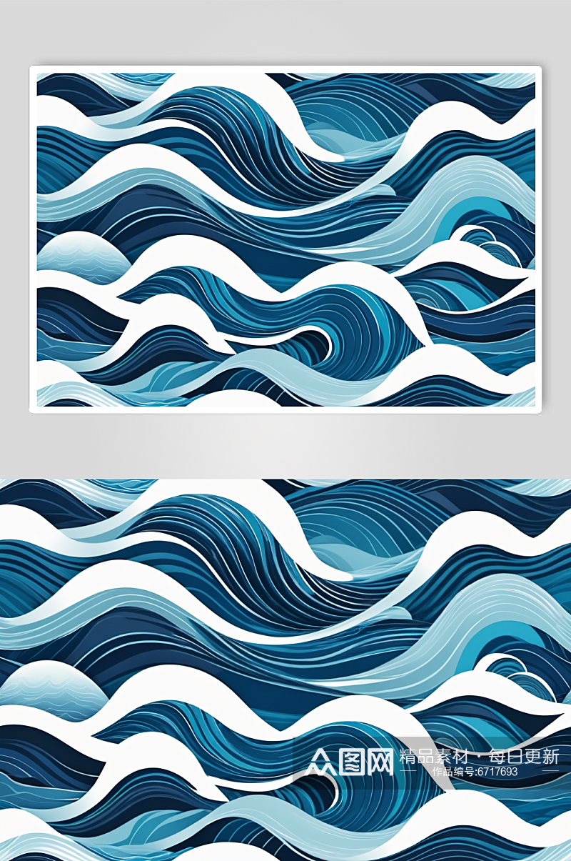 AI数字艺术海浪波浪底纹底图背景图素材