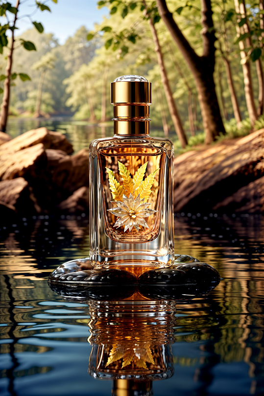AI数字艺术玻璃瓶展示样机效果图-众图网