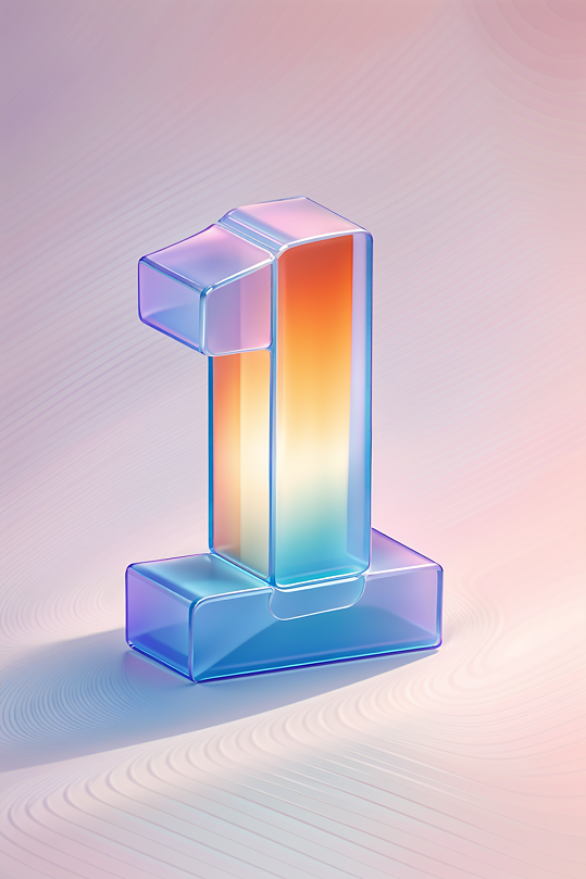 AI数字艺术3D玻璃数字1元素