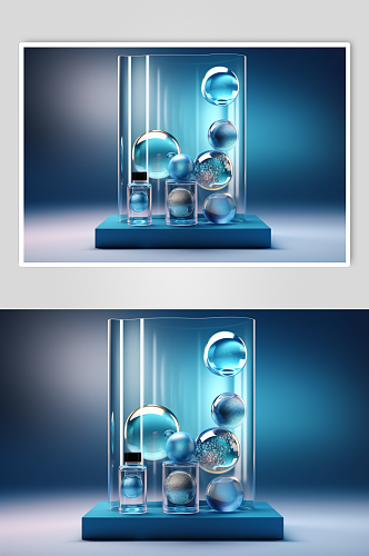 AI数字艺术高清3D玻璃质感模型背景图片