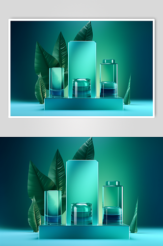 AI数字艺术高清3D玻璃质感模型背景图片