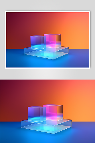 AI数字艺术简约3D玻璃质感模型背景图片