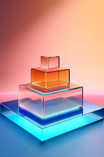AI数字艺术创意3D玻璃质感模型背景图片