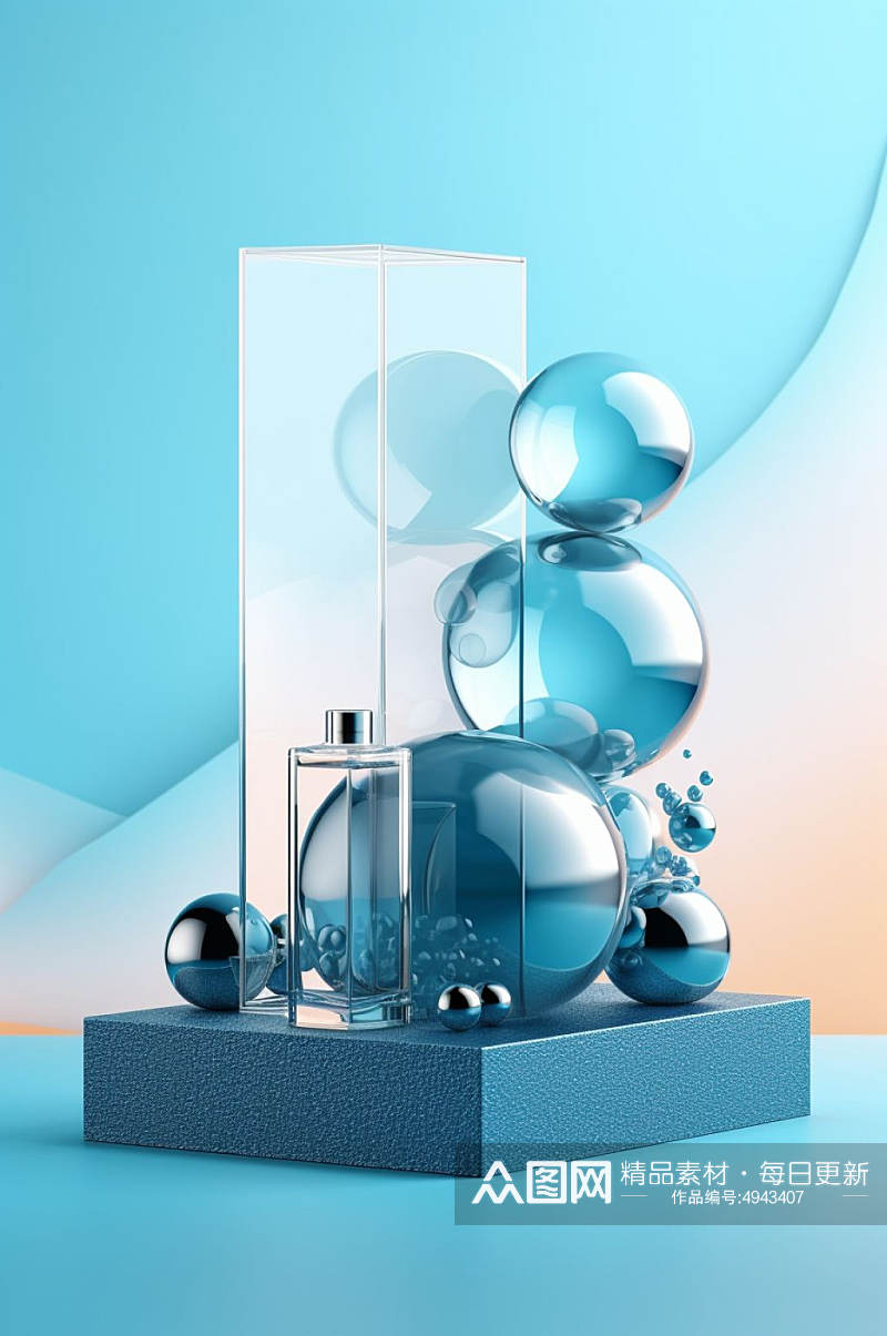 AI数字艺术原创3D玻璃质感模型背景图片素材