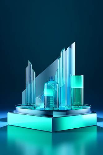 AI数字艺术原创3D玻璃质感模型背景图片