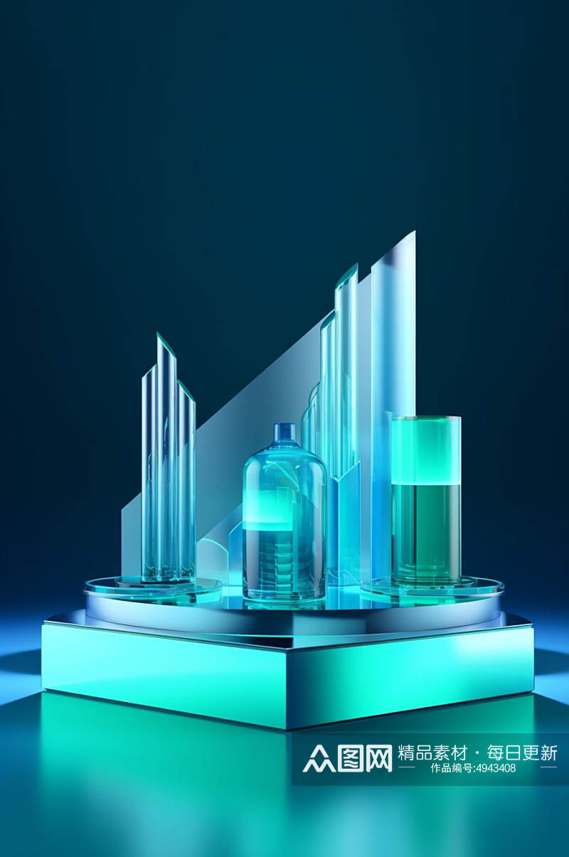 AI数字艺术原创3D玻璃质感模型背景图片素材