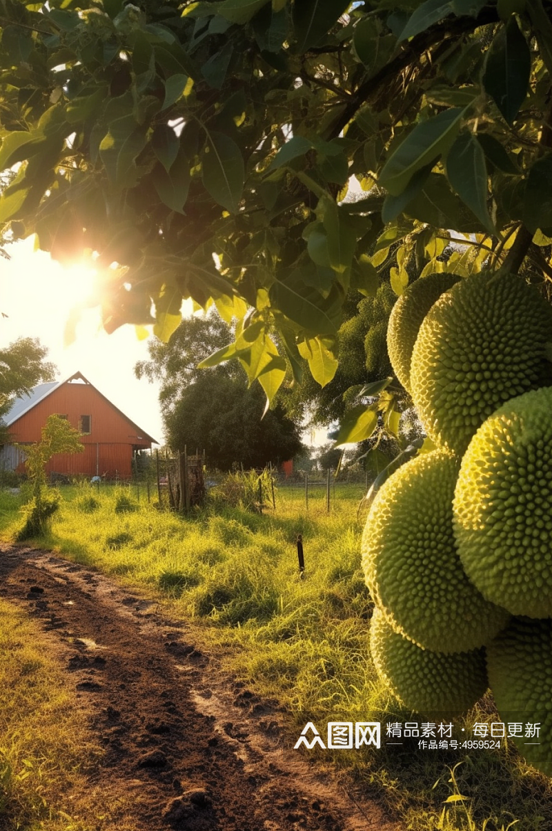 AI数字艺术菠萝蜜果树果园农产品摄影图片素材