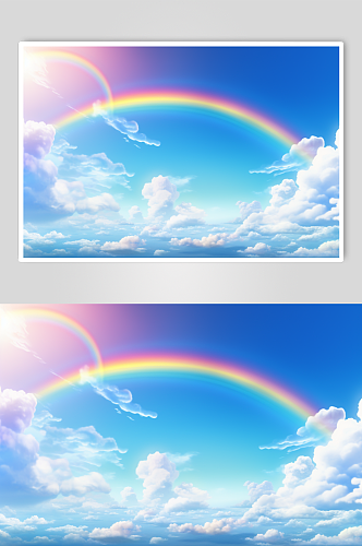 AI数字艺术卡通彩虹风景插画背景图