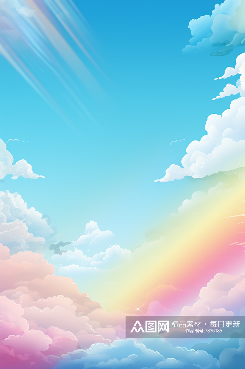 AI数字艺术卡通彩虹风景插画背景图素材