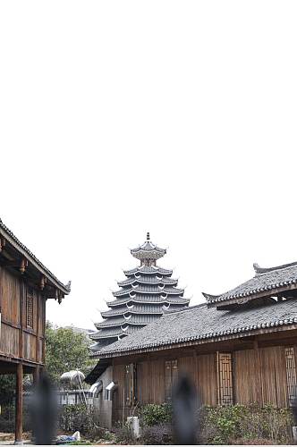 餐馆的古风传统木制建筑摄影图片