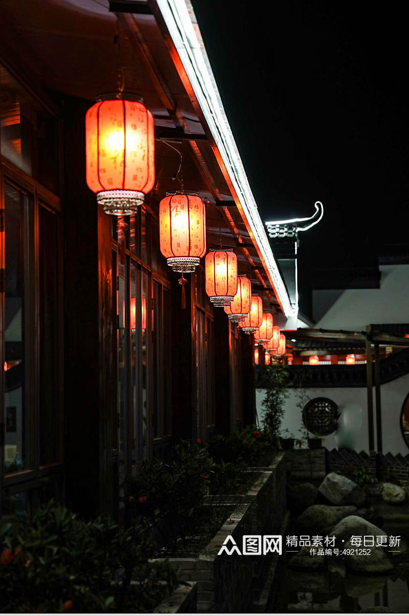 餐馆的古风传统木制建筑屋檐摄影图片素材