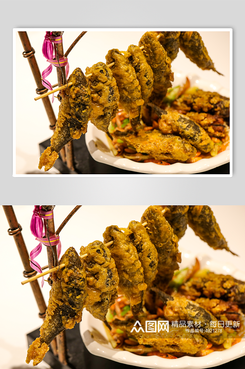 油炸禾花鱼餐馆餐厅美食摄影图片素材