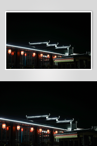 餐馆的古风传统木制建筑屋檐摄影图片