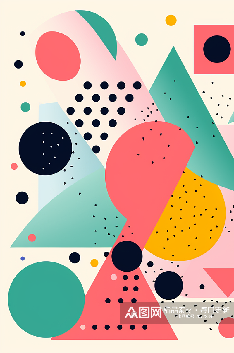 数字艺术孟菲斯彩色抽象几何背景图插画素材