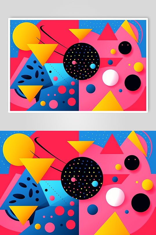 数字艺术孟菲斯彩色抽象几何背景图插画