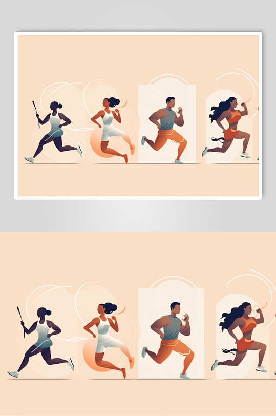 AI数字艺术高清彩色健身运动团体插画-众图网