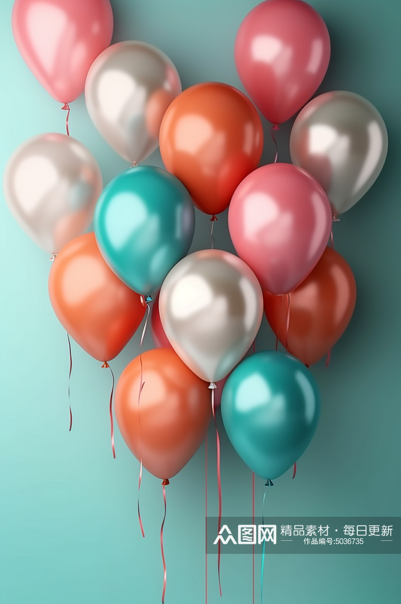 AI数字艺术可爱多色气球背景图素材