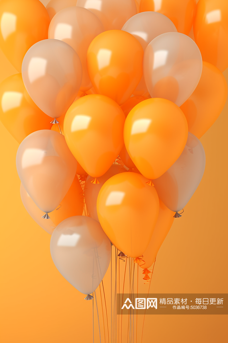 AI数字艺术可爱多色气球背景图素材