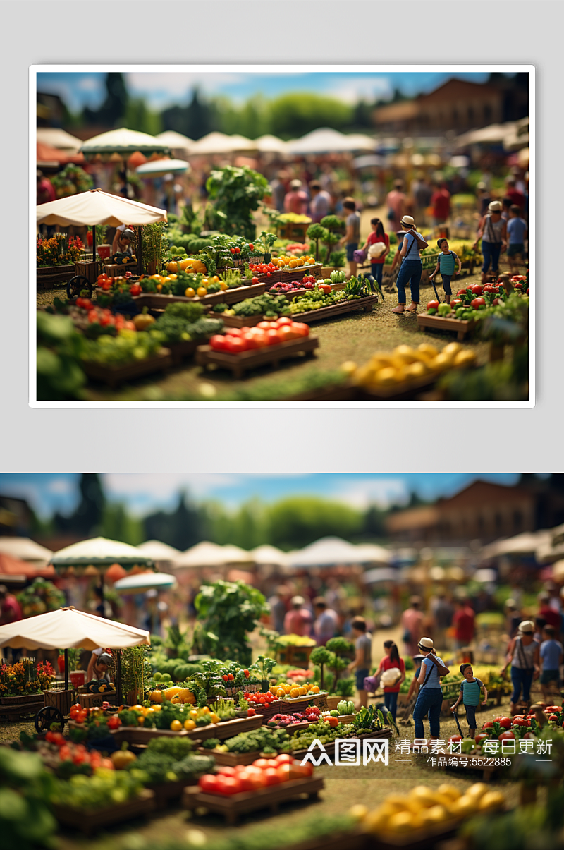 AI数字艺术创意菜市场微缩场景模型素材