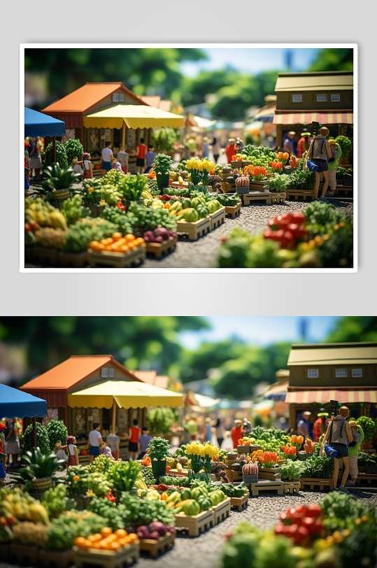 AI数字艺术创意菜市场微缩场景模型